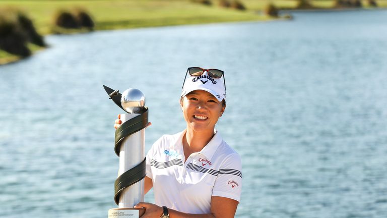 Lydia Ko poses with the New Zealand Women's Open trophy
