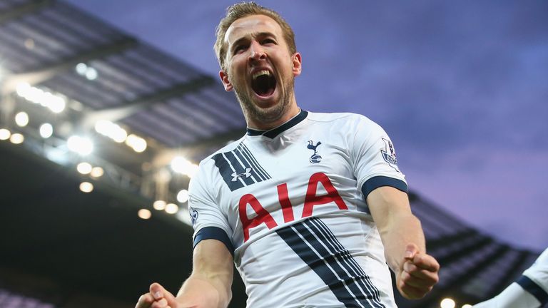 Harry Kane celebrates after giving Spurs the lead
