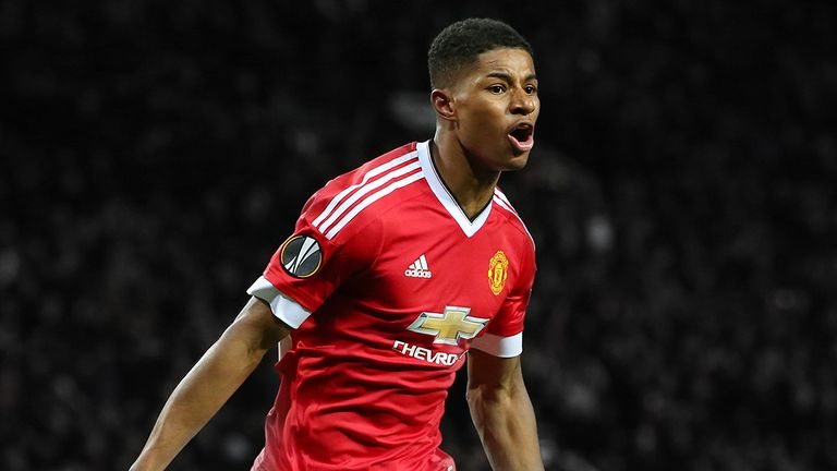 Marcus Rashford scored two goals on his Manchester United debut against FC Midtjylland