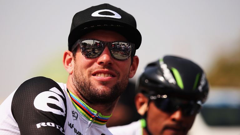 Mark Cavendish of Great Britain and Dimension Data looks on at the start of stage one of the 2016 Tour of Qatar