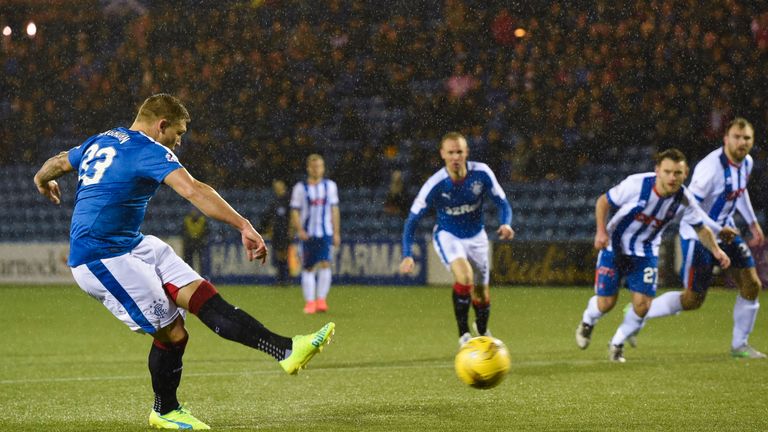 Rangers' Martyn Waghorn makes it 1-0 from the penalty spot