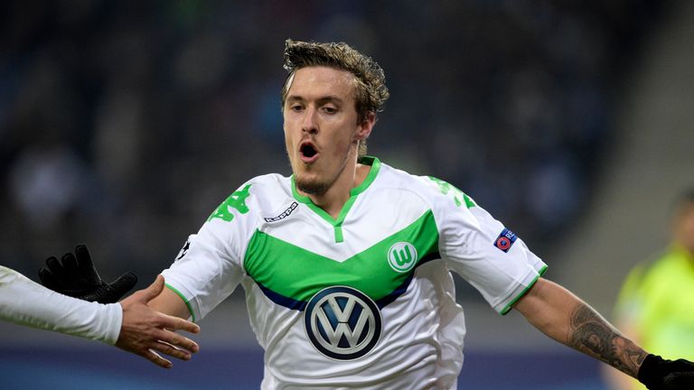 Wolfsburg's forward Max Kruse celebrates after scoring 