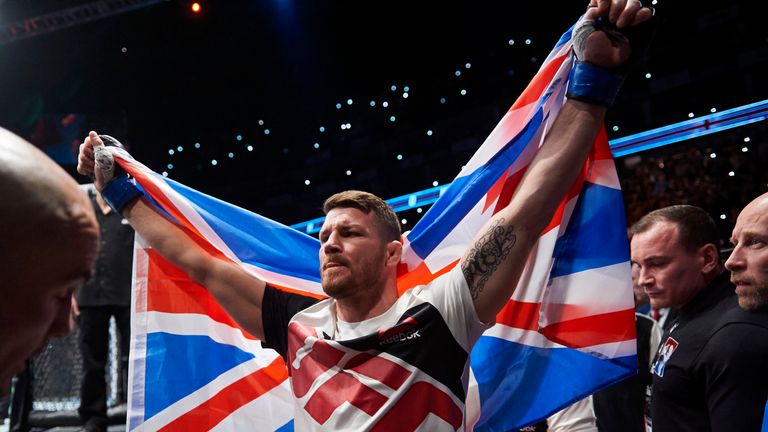 British fighter Michael Bisping walks to the ring for his fight
