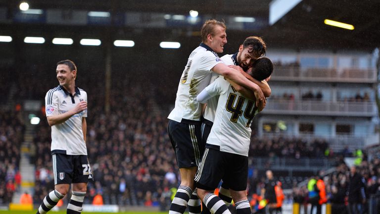 Michael Madl celebrates his first Fulham goal in the win over Charlton