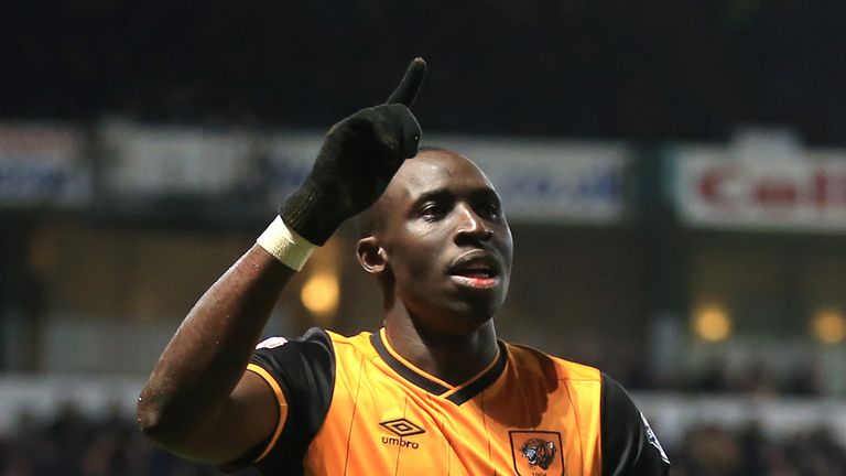 Hull City's Mohamed Diame celebrates scoring his side's first goal of the game against Ipswich Town 
