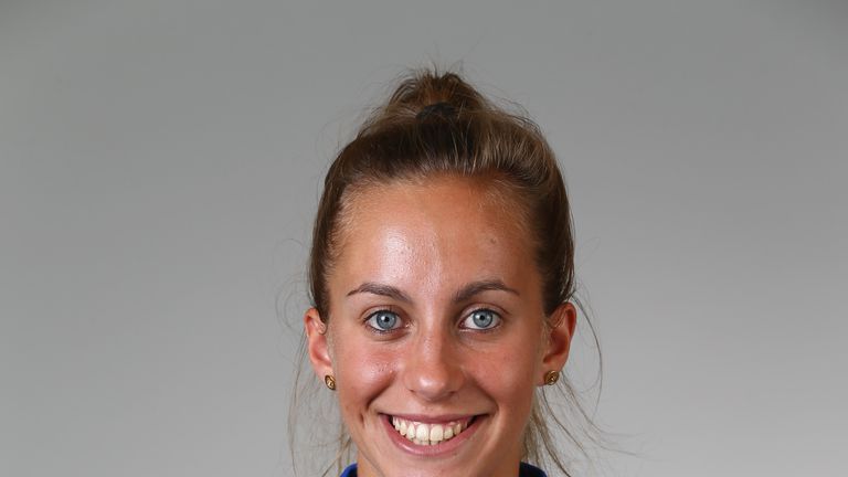 LOUGHBOROUGH, ENGLAND - JULY 01:  Tash Farrant of England poses for a portrait at the National Cricket Performance Centre