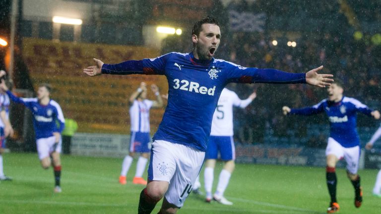 Rangers' Nicky Clark celebrates scoring his side's second goal of the game 