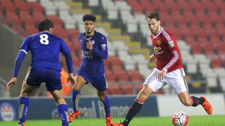 Nick Powell in action for Manchester United's U21 side