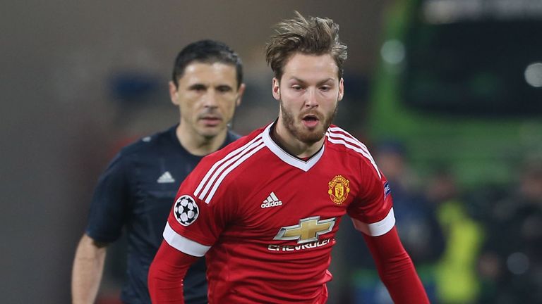  Nick Powell of Manchester United in action during the UEFA Champions League match between VfL Wolfsburg and Manchester United