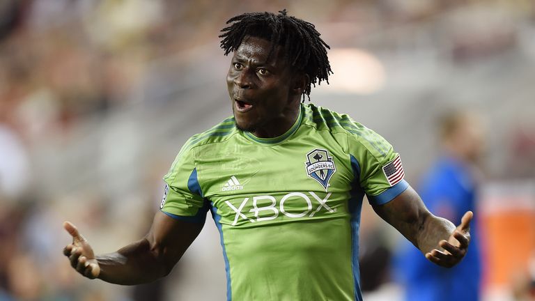 Obafemi Martins #9 of the Seattle Sounders FC 