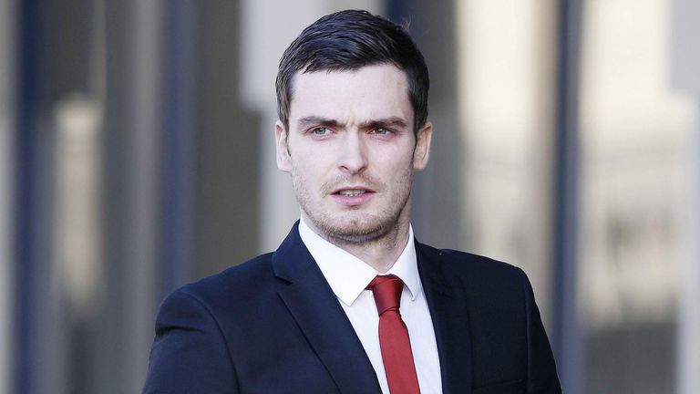 Footballer Adam Johnson arrives at Bradford Crown Court for the start of the defence at his trial.