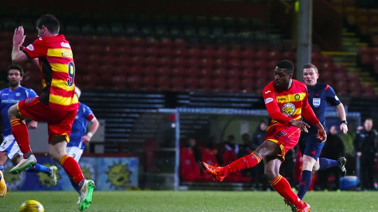 Partick's David Amoo (right) puts away his side's second goal
