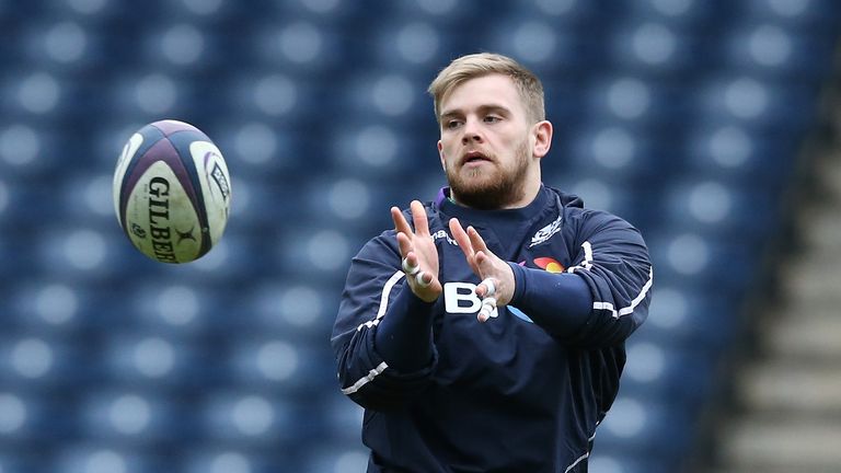 EDINBURGH, SCOTLAND - FEBRUARY 05:  Pat MacArthur catches the ball during the Scotland captain's run at Murrayfield Stadium on February 5, 2016 in Edinburg