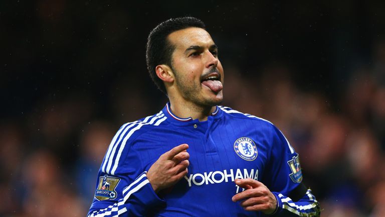 Pedro celebrates scoring Chelsea's second goal against Newcastle