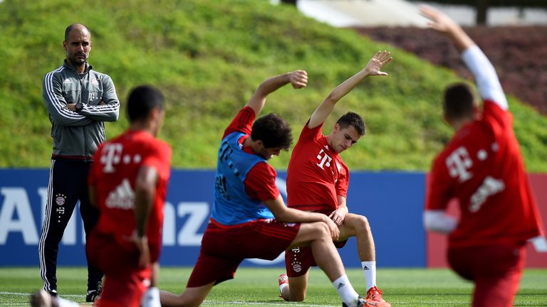 Pep Guardiola oversees Bayern Munich training