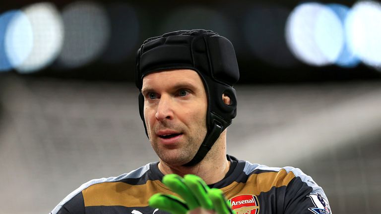 Arsenal goalkeeper Petr Cech during the match at The Emirates Stadium, London.