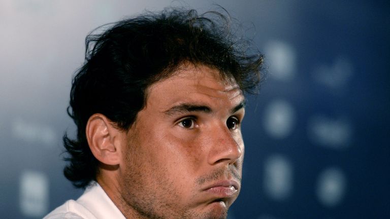 Rafael Nadal of Spain attends a press conference ahead of the Rio Open