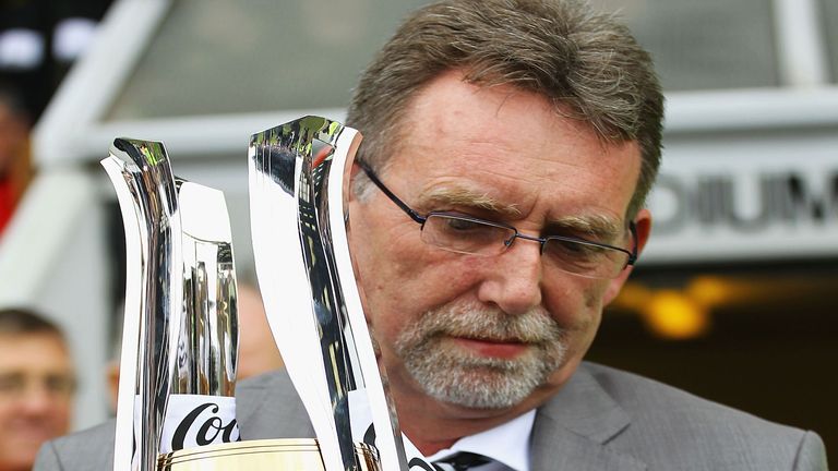 Ray Trew with 2010 League Two championship trophy