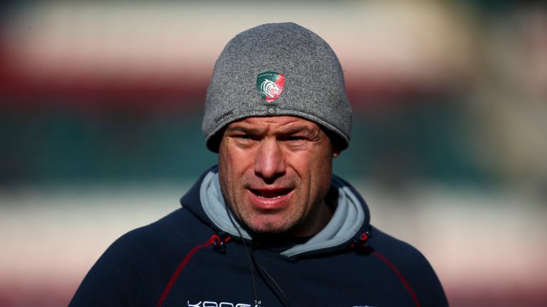 Richard Cockerill, Head Coach of Leicester Tigers looks on prior to the Aviva Premiership match between Leicester Tigers and London Irish at Welford Road