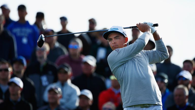 Rickie Fowler tees off on the 11th hole during the first round of the Waste Management Phoenix Open on February 4, 2016 in Scottsdale, Arizona