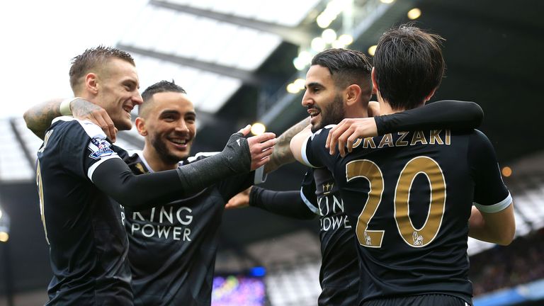 Leicester City's Riyad Mahrez celebrates 