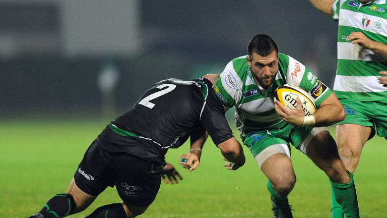 Treviso's Robert Barbieri (R) is in Italy's squad for their Six Nations game against England