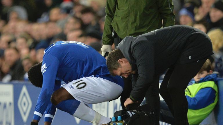 Romelu Lukaku received treatment against Newcastle before being taken off at half-time