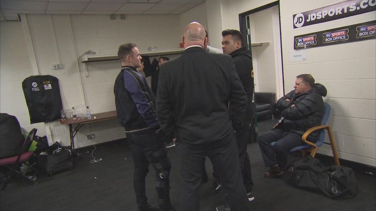 Wayne Rooney gives his support to Scott Quigg on Saturday night (Sky Sports Box Office)