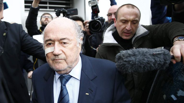 FIFA President Blatter arrives for a news conference in Zurich