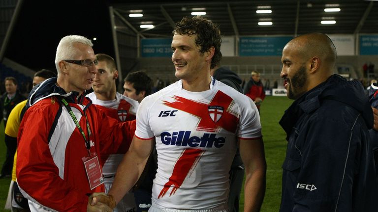 England Doctor Chris Brookes congratulates Sean O'Loughlin after England's win over France in 2012