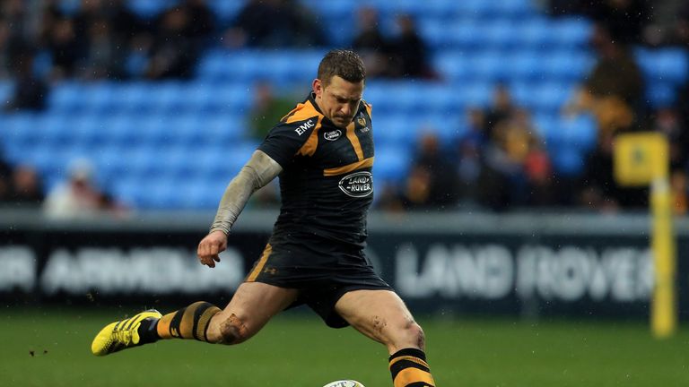 Wasps fly-half Jimmy Gopperth kicks a penalty against Newcastle