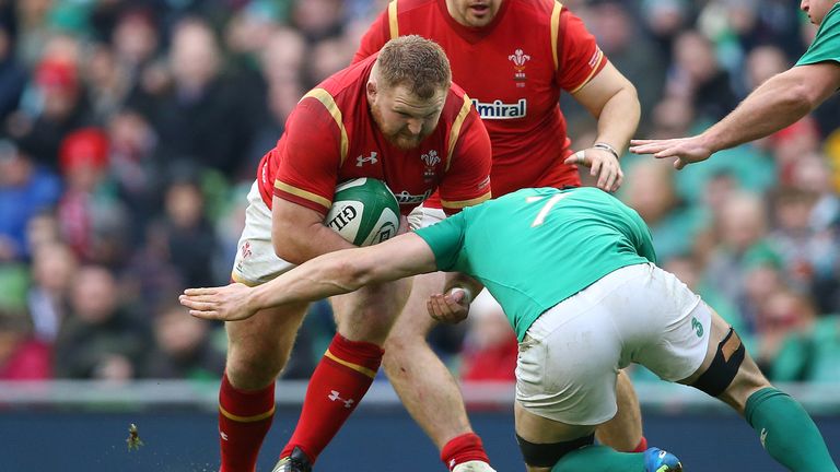 Wales prop Samson Lee takes on Tommy O'Donnell of Ireland