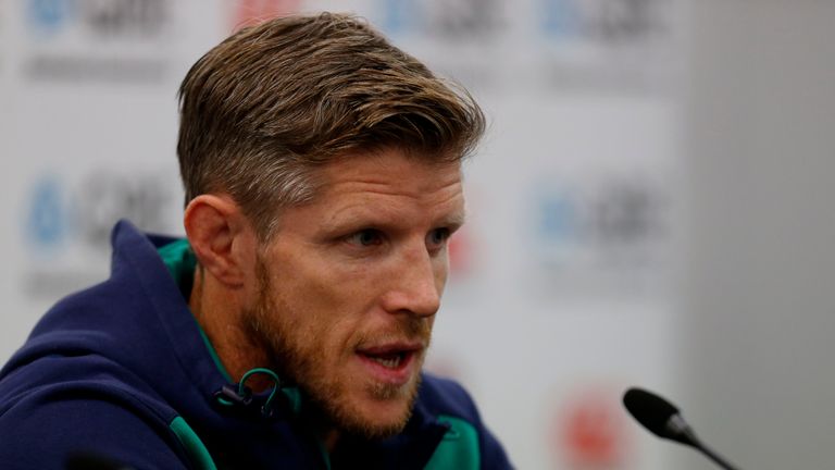 Ireland's forwards coach Simon Easterby during the captains run at Twickenham Stadium, London.