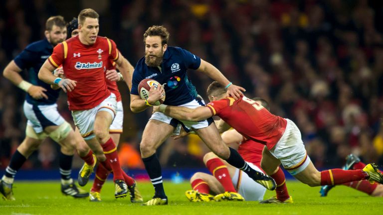 Ruaridh Jackson in action for Scotland against Wales