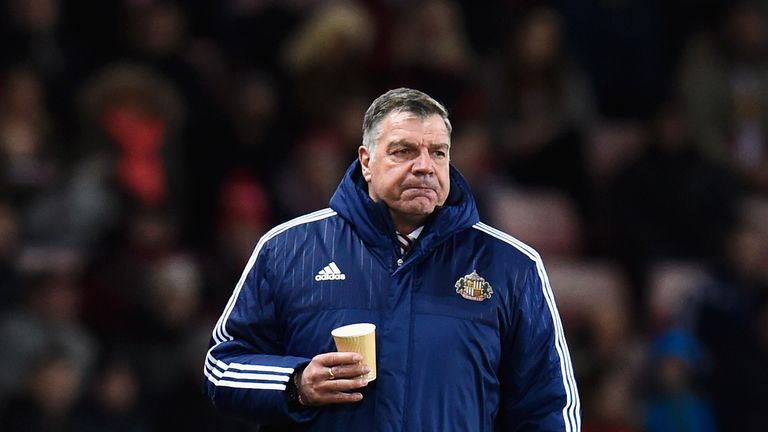 Sam Allardyce, manager of Sunderland, looks on during the Premier League match against Manchester United