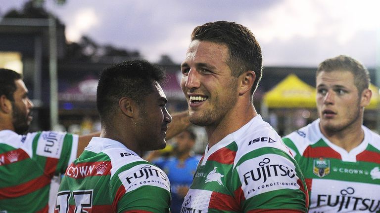 Burgess celebrates after South Sydney got the better of Gold Coast Titans