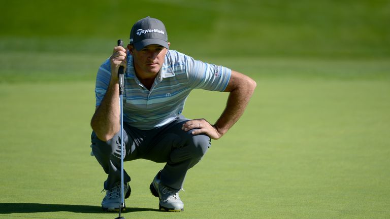 Sam Saunders lines up a putt on the 11th green during Round 2 of the Farmers Insurance Open at Torrey Pines South on January 2