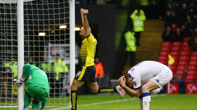 Leeds' Scott Wootton holds his head in his hands after scoring an own goal