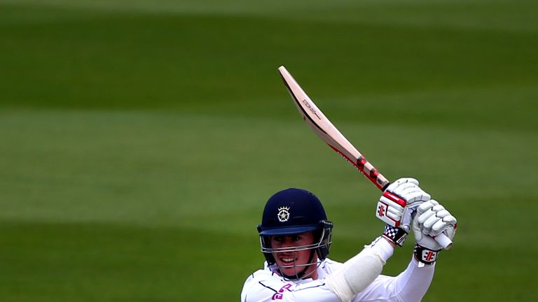 HOVE, ENGLAND - JUNE 09: Sean Terry of Hampshire hits out during day three of the LV County Championship match between Sussex and Hampshire at The Brighton