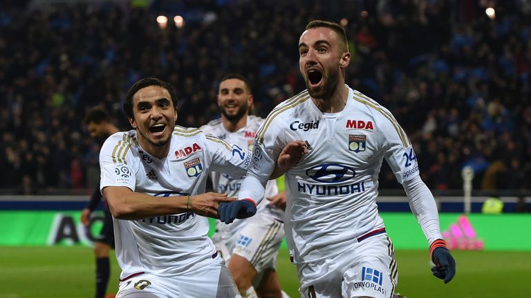 Lyon' Sergi Darder celebrates with Rafael Pereira Da Silva