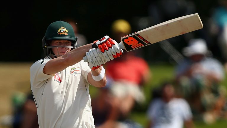 Steve Smith on his way to 53no as Australia beat New Zealand in the second Test at Hagley Oval on February 24, 2016, in Christchurch,.