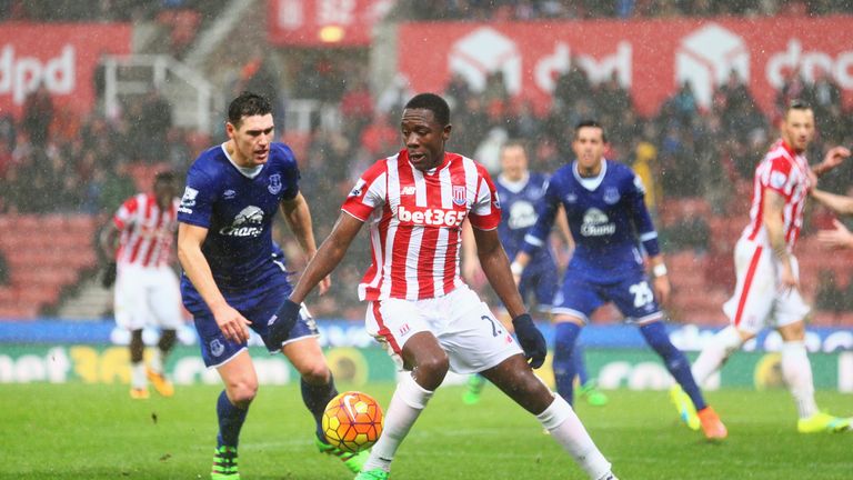 Giannelli Imbula of Stoke City in action during the Barclays Premier League match between Stoke City and Everton at 