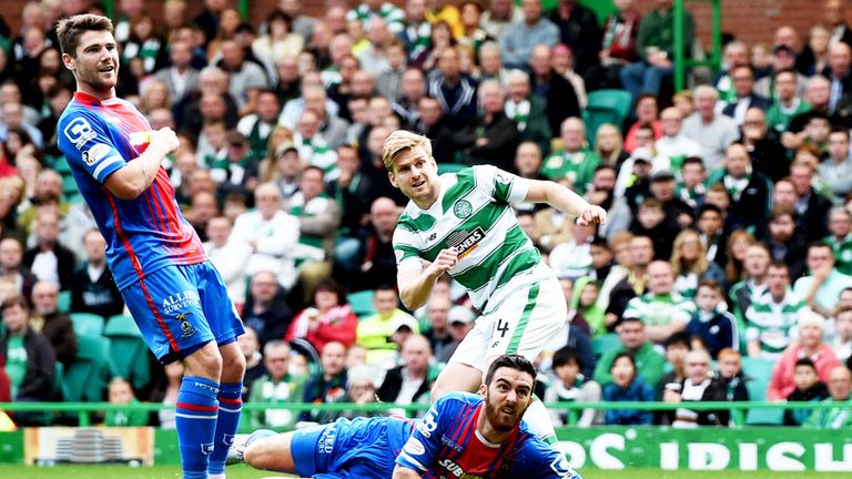Stuart Armstrong (right) scores against Inverness CT at Celtic Park in August