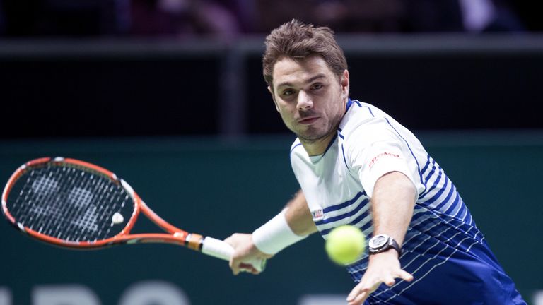 Stan Wawrinka returns the ball to Jesse Huta Galung during the World Tennis Tournament in Rotterdam