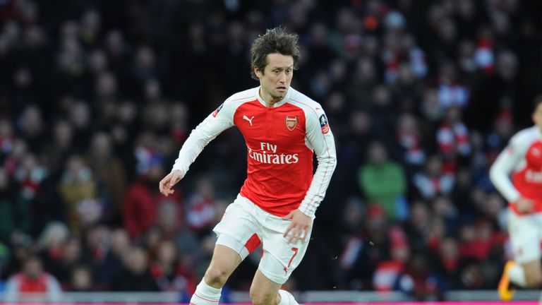 Tomas Rosicky made a rare appearance in Arsenal's FA Cup Fourth Round match against Burnley on January 30, 2016.
