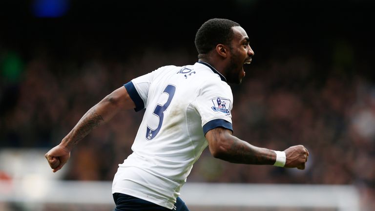 Danny Rose celebrates after scoring for Tottenham