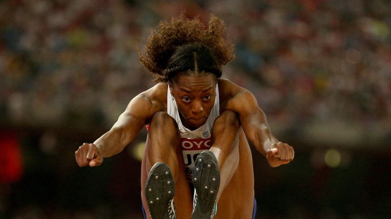 Lorraine Ugen looking in good form in the long jump