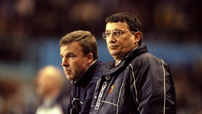 Watford manager Graham Taylor alongside his assistant Kenny Jackett