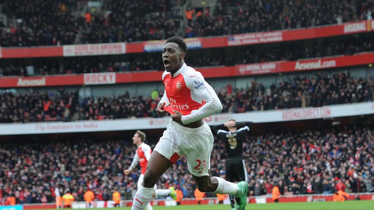 Danny Welbeck celebrates scoring Arsenal's late winner