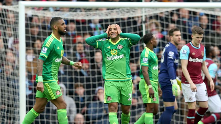 Sunderland's Wahbi Khazri looks dejected after a missed chance against West Ham